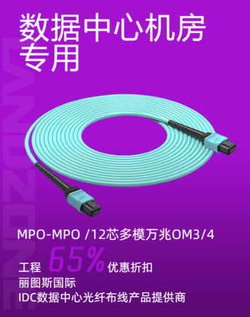 丽图斯LANDZONE 数据中心机房用 MPO-MPO 预端接光纤跳线 12芯多模OM4万兆